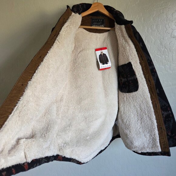 Jachs New York Jacket Aztec Wool Blend Sherpa Lined Shacket Grey Mens Medium NEW - Picture 8 of 12